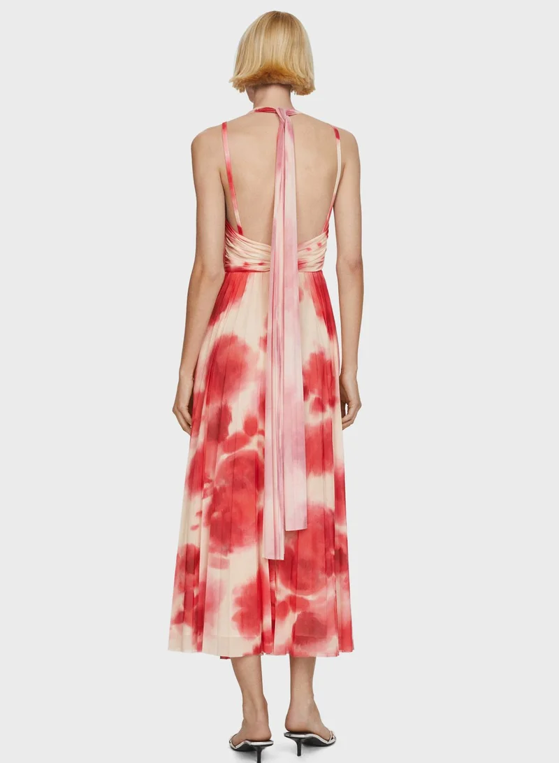 مانجو فستان ماكسي بتصميم ربطة الصبغة