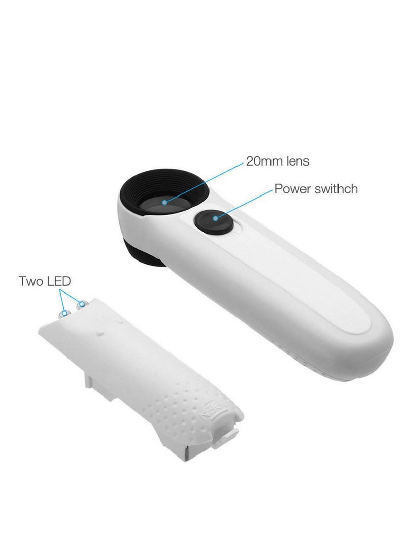 SYOSI عدسة مكبرة محمولة، عدسة مكبرة عالية القوة 40x مع ضوء LED، عدسة مكبرة لقراءة المجوهرات وإصلاح الساعات (بيضاء) - Image 4