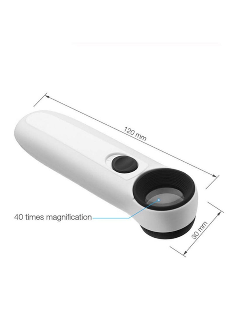 SYOSI عدسة مكبرة محمولة، عدسة مكبرة عالية القوة 40x مع ضوء LED، عدسة مكبرة لقراءة المجوهرات وإصلاح الساعات (بيضاء) - Image 5