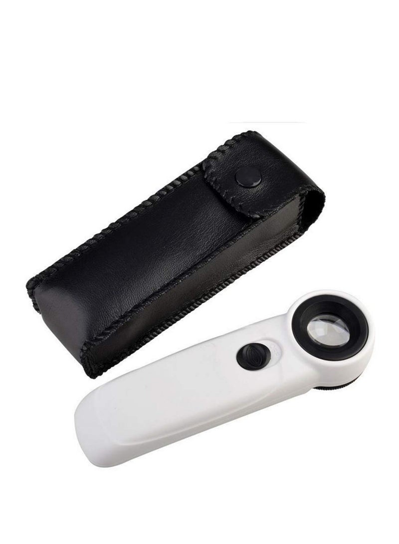 SYOSI عدسة مكبرة محمولة، عدسة مكبرة عالية القوة 40x مع ضوء LED، عدسة مكبرة لقراءة المجوهرات وإصلاح الساعات (بيضاء) - Image 2