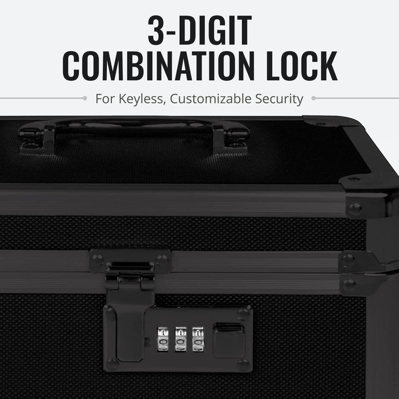 Vaultz Combination Lock Box - Pack of 1-10 x 7.25 x 7.75 Inch Standard Safe with Key and Combo Lock for Important Documents, Medicine & Money - Tactical Black - Image 5