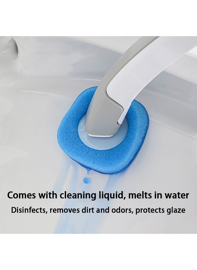 Generic Household Cleaning Brush Set With 8 Disposable Sponge Brush Heads, Bathroom Sponge Brush With Detergent, Toilet Brush With Handle And Storage Box, For Bathroom, Toilet, Kitchen, Sink, Floor/41*6.5cm  - Image 4