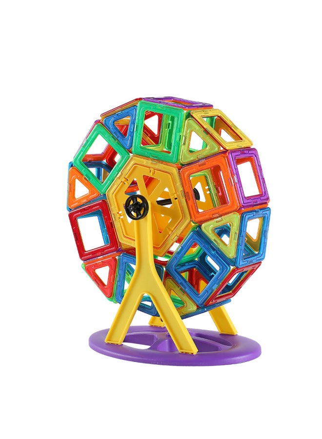Magnetic Tablets Building Blocks Children's Strong Magnet Magnet Magnet Toys Brain Puzzle Large Magnetic Tablets Cross-border-Specifications:Value-added Self-sealing Bag-medium Pure Magnetic Sheet 100-piece Set (60 Small Triangles +40 Squares)  - Image 5