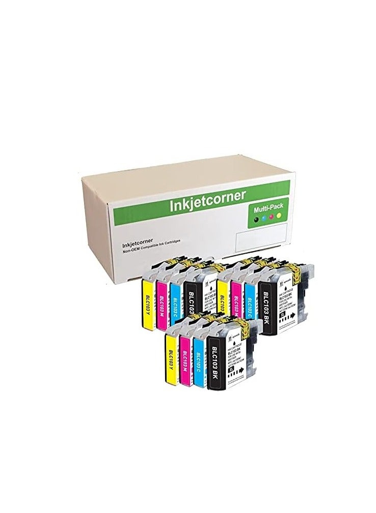 Inkjetcorner Compatible Ink Cartridges Replacement for LC103 BLC103 (3 Black 3 Cyan 3 Magenta 3 Yellow, 12-Pack)