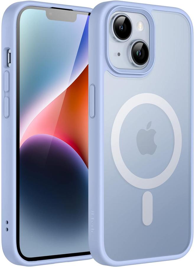 جي تيك جراب مغناطيسي لهاتف Iphone 14 Plus مقاس 6.7 بوصة متوافق مع Magsafe، غطاء خلفي شفاف غير لامع رفيع مقاوم للصدمات، أزرق سماوي - Image 1