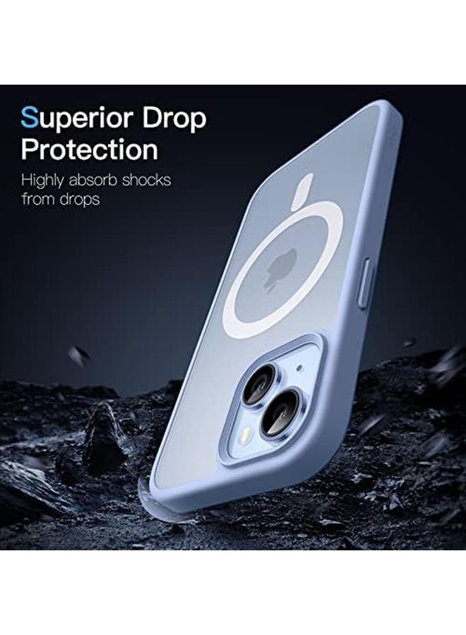 جي تيك جراب مغناطيسي لهاتف Iphone 14 Plus مقاس 6.7 بوصة متوافق مع Magsafe، غطاء خلفي شفاف غير لامع رفيع مقاوم للصدمات، أزرق سماوي - Image 5