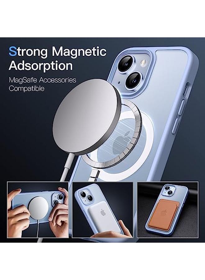 جي تيك جراب مغناطيسي لهاتف Iphone 14 Plus مقاس 6.7 بوصة متوافق مع Magsafe، غطاء خلفي شفاف غير لامع رفيع مقاوم للصدمات، أزرق سماوي - Image 3