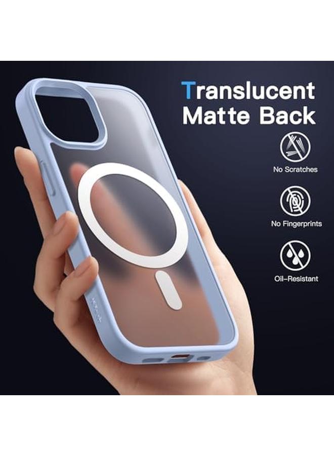 جي تيك جراب مغناطيسي لهاتف Iphone 14 Plus مقاس 6.7 بوصة متوافق مع Magsafe، غطاء خلفي شفاف غير لامع رفيع مقاوم للصدمات، أزرق سماوي - Image 4