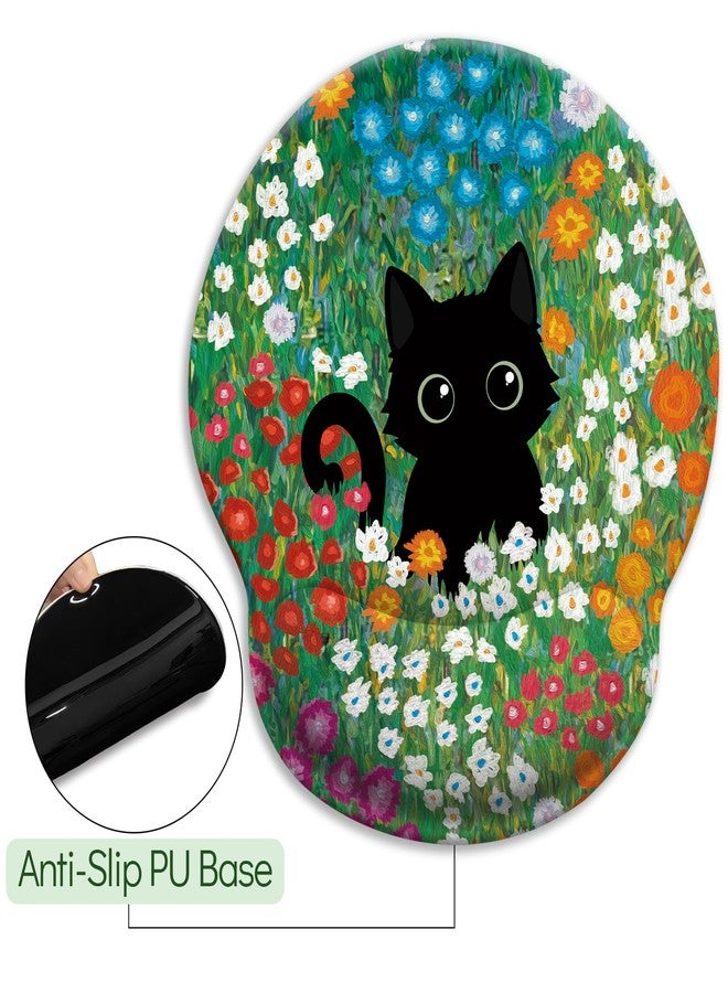 LIMKRIAN Black Cat Mouse Pad, Ergonomic Mouse Pad with Wrist Rest, Gaming Mouse Pad Wrist Support with Non-Slip Pain Relief PU Base, Funny Mouse Pads for Desk Work, Cute Office Desk Accessories Decor - Image 5