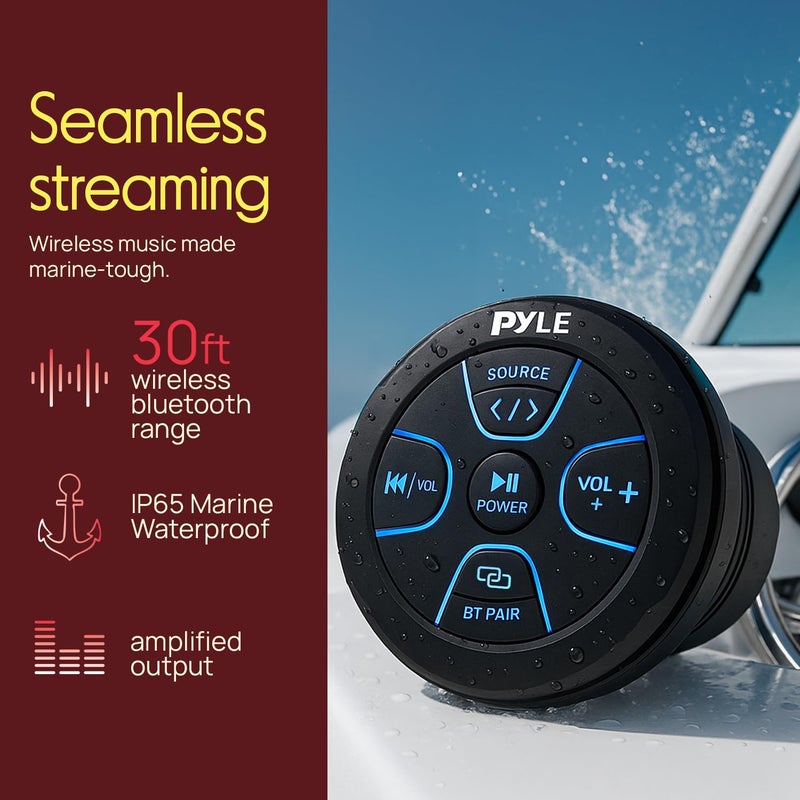 Pyle Amplified Wireless BT Audio Controller - 300 Watt Waterproof Rated Marine Receiver Remote Control for Car, Truck, Boat, 4x4, PowerSport Vehicles, Full Range Stereo Sound Reproduction -PLMRBT20 - Image 2