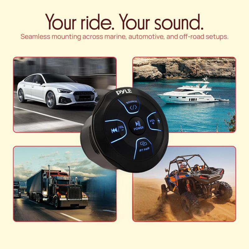 Pyle Amplified Wireless BT Audio Controller - 300 Watt Waterproof Rated Marine Receiver Remote Control for Car, Truck, Boat, 4x4, PowerSport Vehicles, Full Range Stereo Sound Reproduction -PLMRBT20 - Image 5