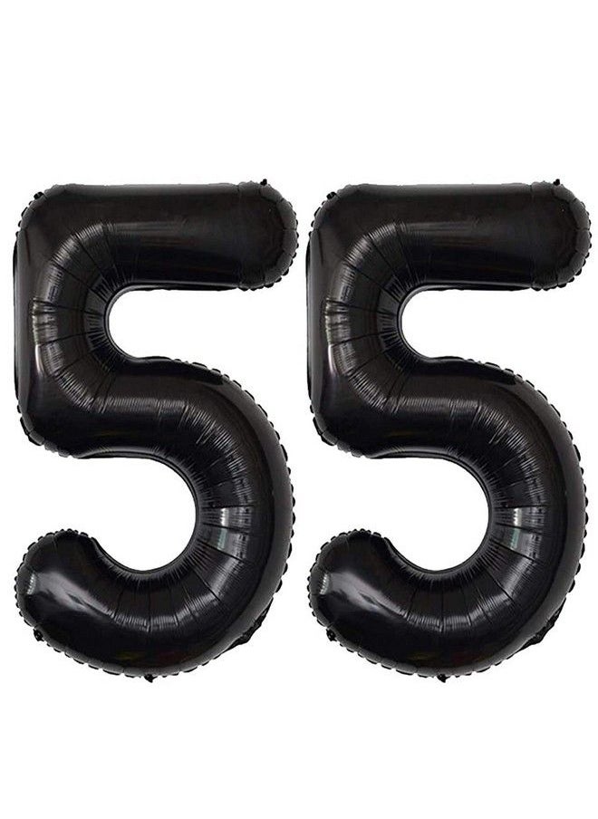 JONHAMWELBOR 55 Number Balloons Black Big Giant Jumbo Number 55 Foil Mylar Balloons For 55Th Birthday Party Supplies 55 Anniversary Events Decorations  - Image 1