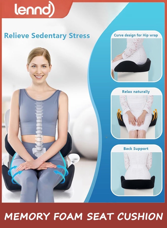 لينند الكبيرة الذاكرة رغوة مقعد وسادة دعم القطن وسادة لـ Sciatica & Tailbone تخفيف الضغط Coccyx Pad لكرسي المكتب ، السيارة ، الكرسي المتحرك ، المنزل ، المكتب - Image 3