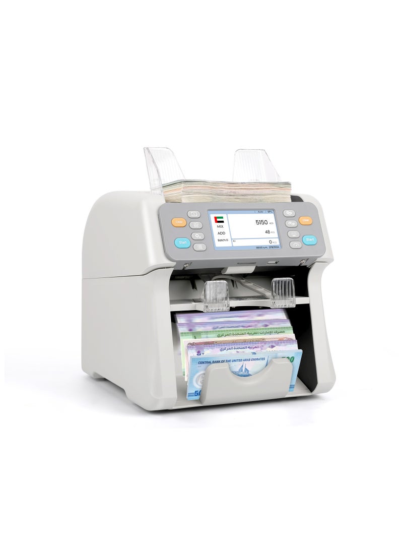 RIBAO MCS-165 Bank Grade Money Counter Machine Mixed Denomination, Two Pocket Bill Couting with CIS/UV/MG/IR Detection, Support for 15 Muti Currencies, White - Image 1