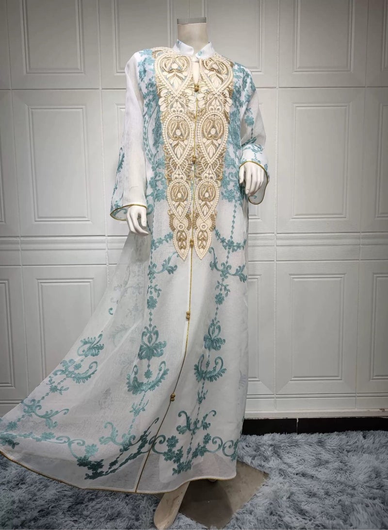 Abaya Dress for Women Dubai Sadui Embroidery Fancy Arabic Gown Collection  - Image 2