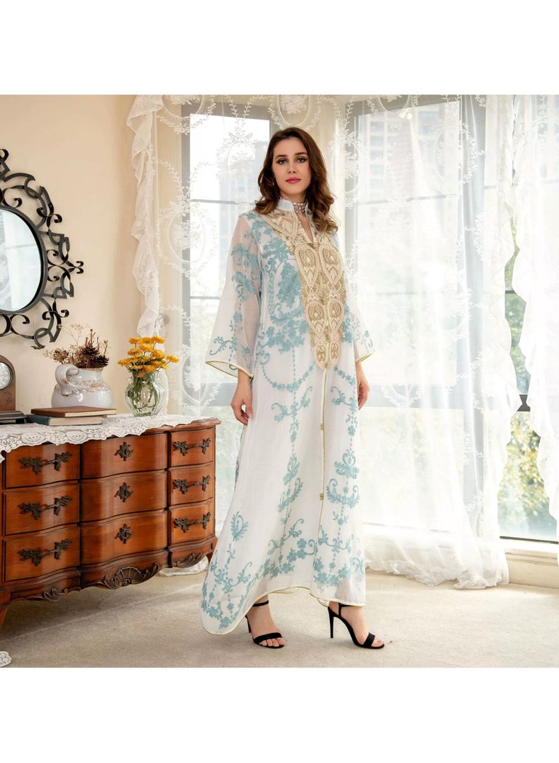 Abaya Dress for Women Dubai Sadui Embroidery Fancy Arabic Gown Collection  - Image 3