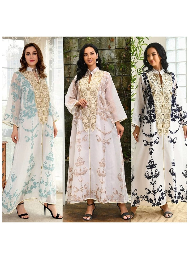 Abaya Dress for Women Dubai Sadui Embroidery Fancy Arabic Gown Collection  - Image 4