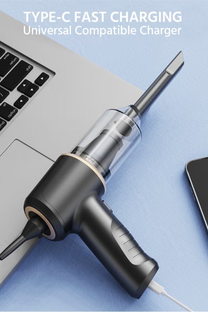 HAOHAN Multifunctional Portable Cordless Vacuum Cleaner/Vacuum Pump/Dust Collector, 10000PA Suction with Type-C Charging Cable, 3000mAh Battery, Suitable for Automobile, Home, Outdoor, Can Be Used Wet & Dry, 400ml Large Trash Can, Allergen Removal (Hair, Dust, Dandruff) - Image 3