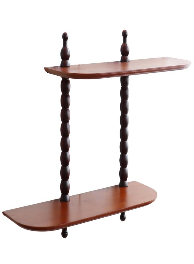 FRIADE 2-Tier Wall Mounted Floating Shelf with Two Roman Column,Decorative Display Shelf for Entrance,Bathroom, Bedroom, Living Room, Kitchen,Office (Brown) - Image 4