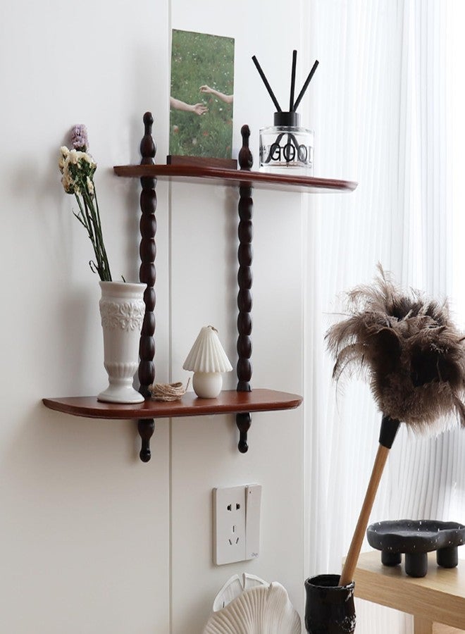 FRIADE 2-Tier Wall Mounted Floating Shelf with Two Roman Column,Decorative Display Shelf for Entrance,Bathroom, Bedroom, Living Room, Kitchen,Office (Brown) - Image 3