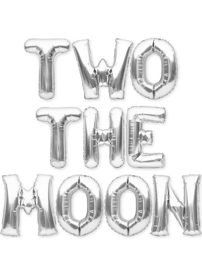 PartyForever Silver Two The Moon Party Decorations Foil Balloon Banner - Image 1