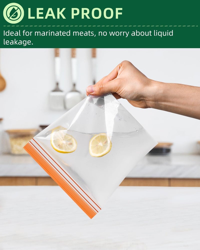 Lerine 14 Pack Reusable Gallon Freezer Bags Dishwasher Microwave Safe, Stand Up BPA Free Reusable freezer Bags 1 Gallon, Extra Thick Leakproof Food Storage Bags for Meal Prep, Kitchen Organization - Image 3