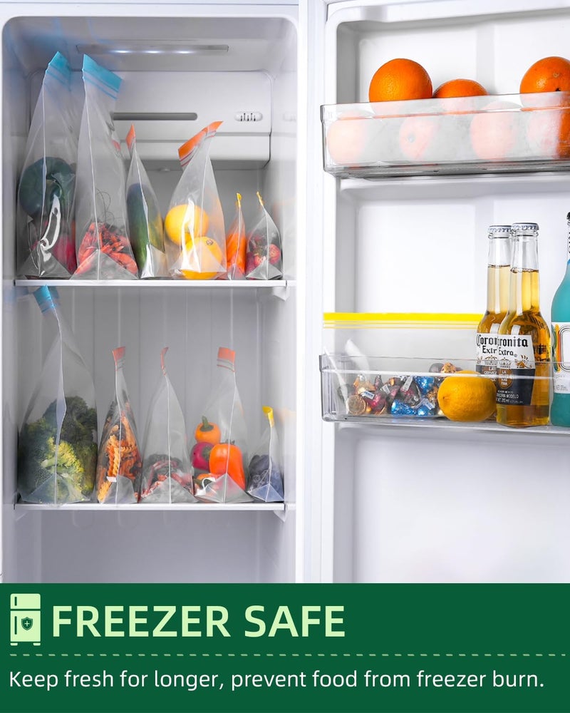 Lerine 14 Pack Reusable Gallon Freezer Bags Dishwasher Microwave Safe, Stand Up BPA Free Reusable freezer Bags 1 Gallon, Extra Thick Leakproof Food Storage Bags for Meal Prep, Kitchen Organization - Image 4