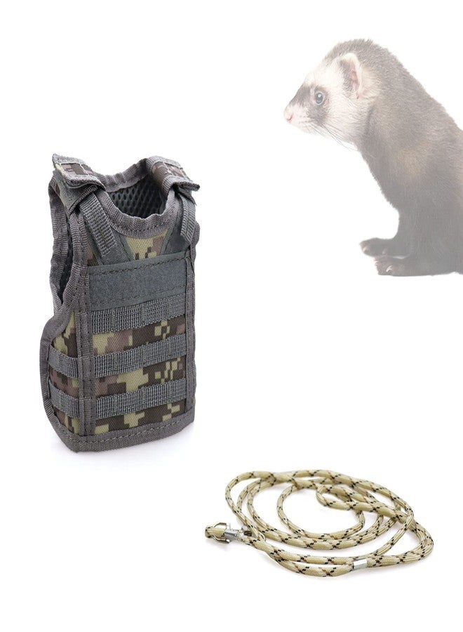 vomvomp Ferrets Army Vest Harness and Leash for Small Animals Guinea Pig Bunny Kitten Puppy Ferret Clothes Accessories - Image 1