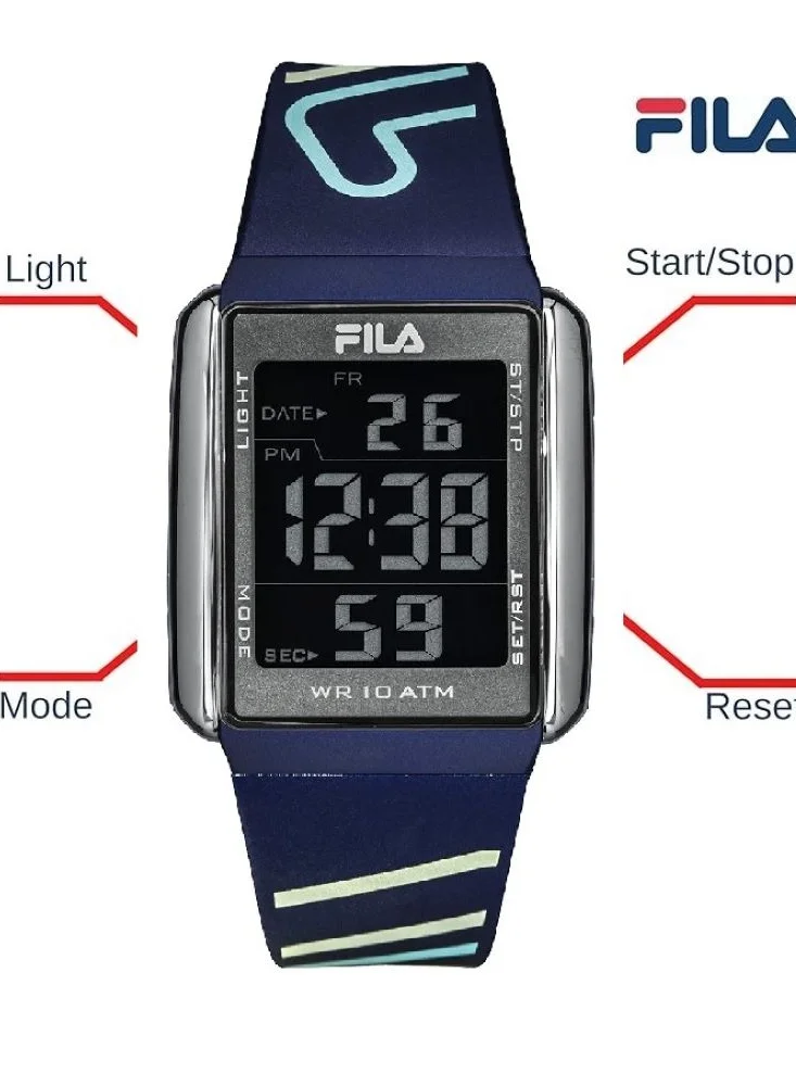 FILA FILA ADULT UNISEX CHRONO WATCH PLASTIC CASE BLUE PLASTIC STRAP, 38-325-004