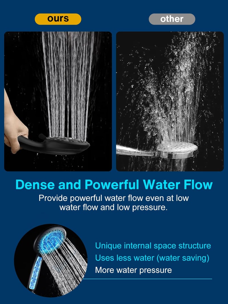 Cobbe Dual Handheld Shower Head Combo, Powerful Water-Saving Shower System 2 in 1 High Pressure Rainfall Shower Combo 48-Setting 3-Way Water Diverter with Anti-Swivel Lock Nut, 6 Spray Mode - Image 4