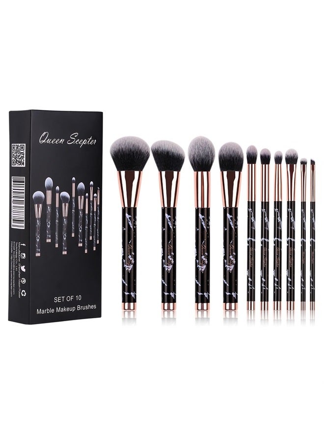 10 pcs Makeup Brushes Sets Marble Eyeshadow Professional Makeup Brush Set Concealer Eyeliner Eyebrow Foundation Face Brush Travel Cosmetic Brushes