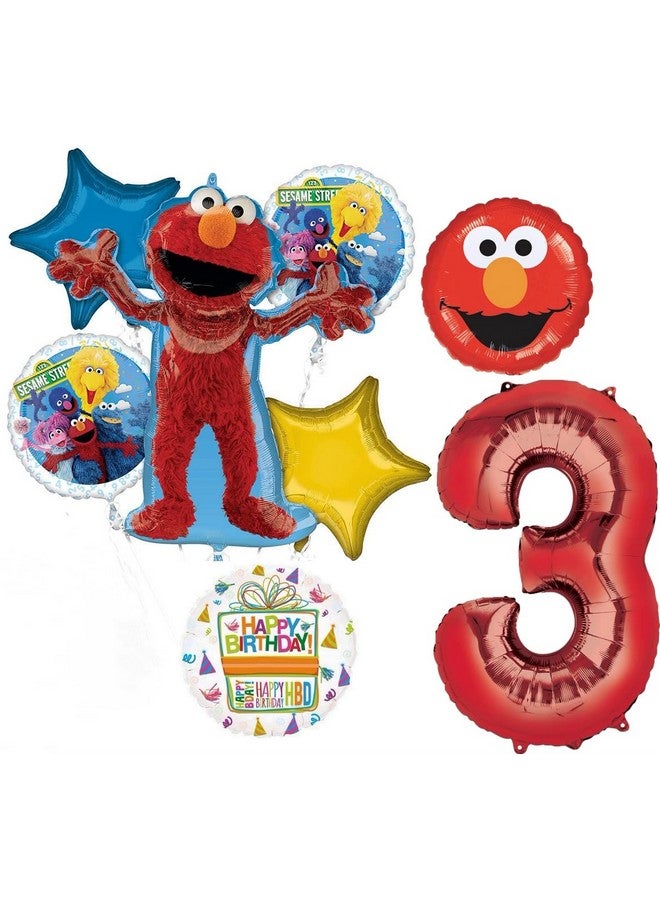 Anagram Sesame Street Elmo 3rd Birthday Party Supplies Balloon Bouquet Decorations - Image 1
