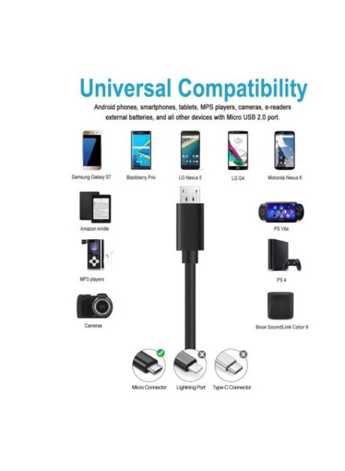 كابل شحن Micro USB لأجهزة الألعاب بلايستيشن 4/إكس بوكس ون أسود  - Image 5