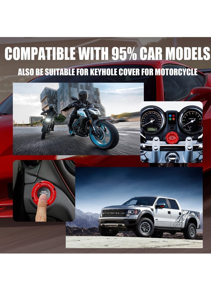 SOLARAE Push to Start Button Cover Car Engine Stop and Some Motorcycle Universal Rotating Red - Image 3