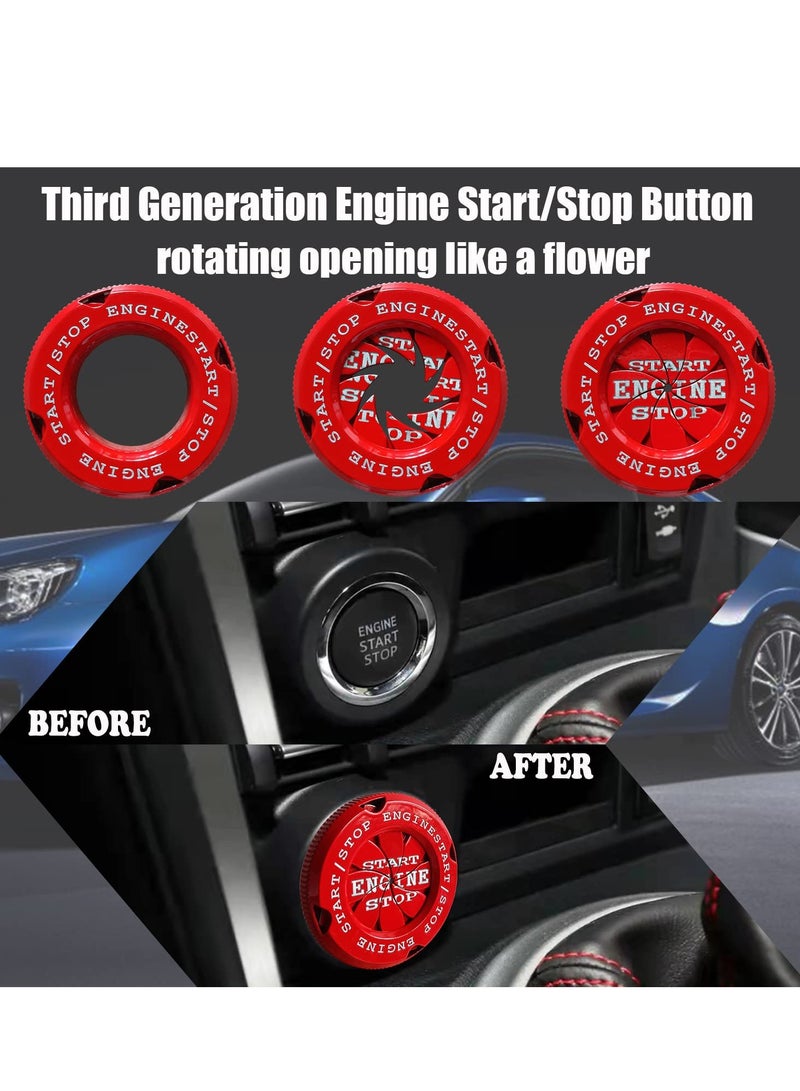 SOLARAE Push to Start Button Cover Car Engine Stop and Some Motorcycle Universal Rotating Red - Image 4
