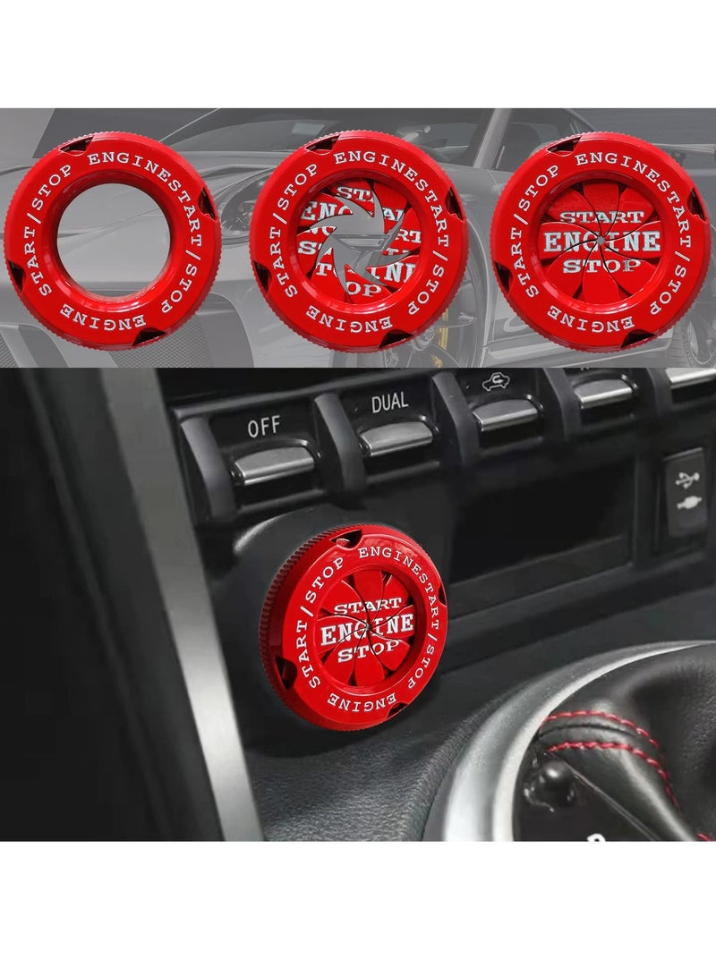 SOLARAE Push to Start Button Cover Car Engine Stop and Some Motorcycle Universal Rotating Red - Image 1