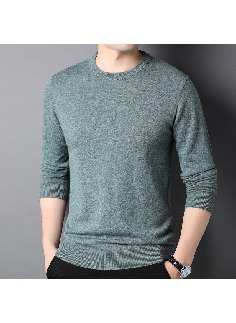 Generic - Mens Pure Wool Knitted Sweater round Neck Thin Style Autumn Winter Casual Top Quality Soft Long Sleeve Loose Fit Fashionable shallow khakis - Image 1