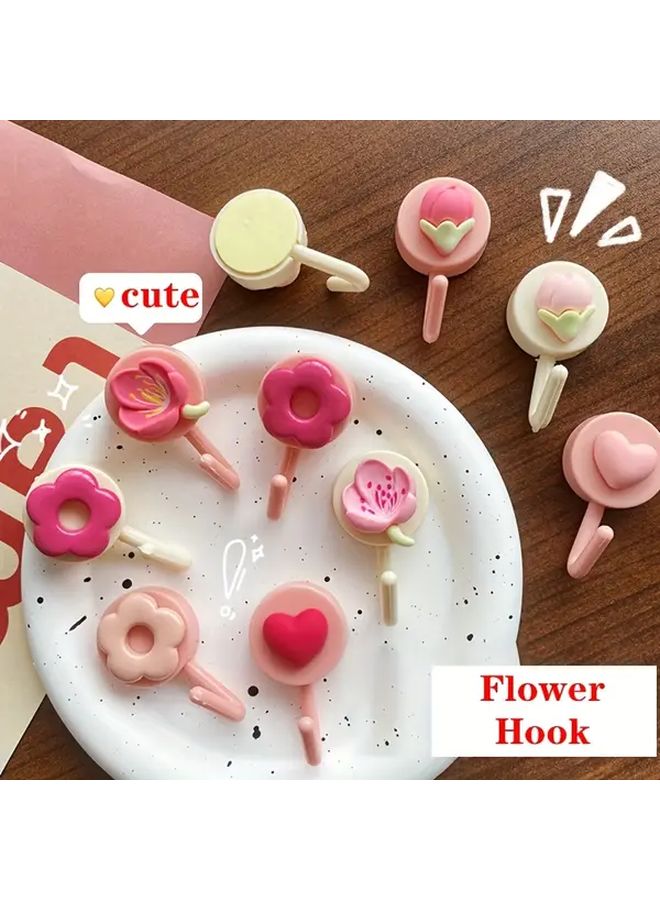 4pcs Tulip Flower Adhesive Wall Hooks No Drill Easy Install Durable Plastic Hangers - Image 5