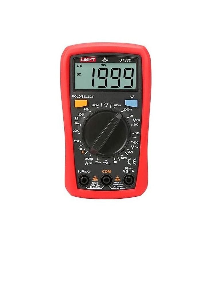 يوني تي - UNI-T UT33D + مقياس متعدد رقمي للسيارات حجم النخيل AC DC الفولتميتر Ammeter Resistance Capatitance Tester - Image 1