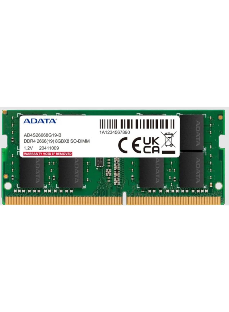 ADATA XPG Premier 8GB Single DDR4 2666Mhz CL19 PC4-21000 260-Pin SODIMM Memory RAM Single (AD4S26668G19-SGN)