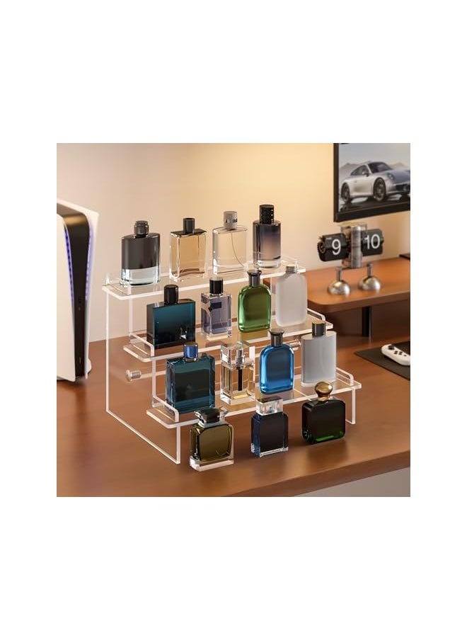 The Bros Perfume Organizer Display Stand, Acrylic Risers Display Shelf, Cupcake Dessert Holder, Clear Acrylic Riser Shelves, Cologne Fragrance Organizer Stands, Tiered Storage Rack for Figures, Cosmetic, Spice  - Image 4