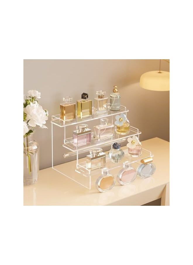 The Bros Perfume Organizer Display Stand, Acrylic Risers Display Shelf, Cupcake Dessert Holder, Clear Acrylic Riser Shelves, Cologne Fragrance Organizer Stands, Tiered Storage Rack for Figures, Cosmetic, Spice  - Image 3
