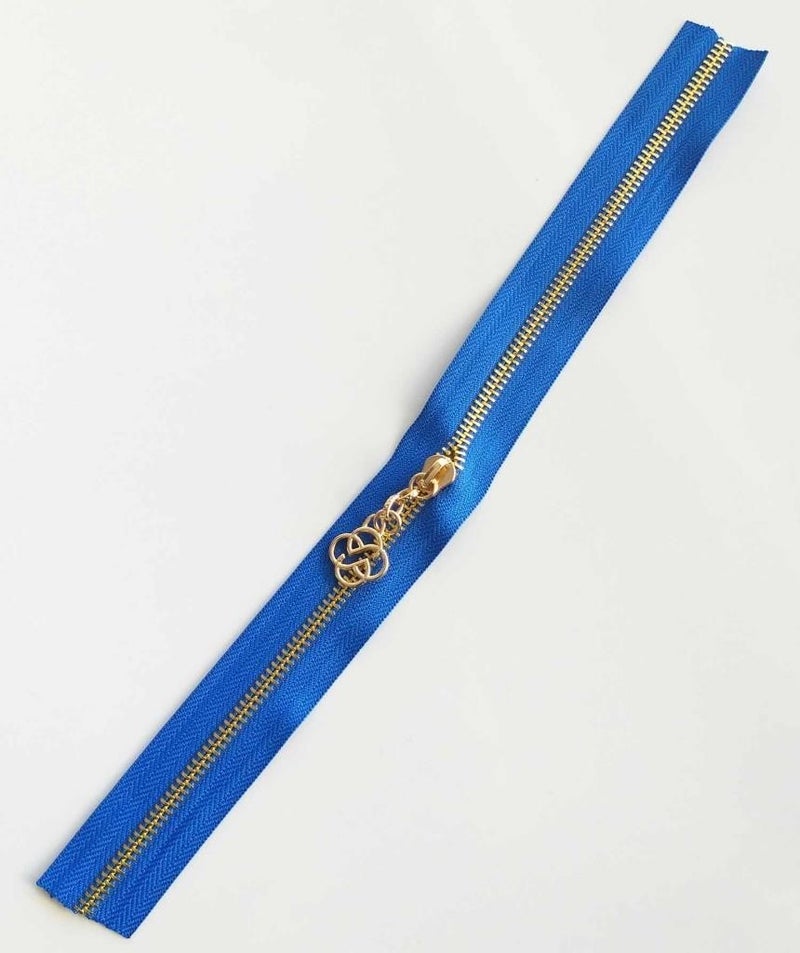 Angel Çanta Aksesuar Angel Bag Accessory Headed Zipper 30 cm Light Gold Metal Saxe Blue 