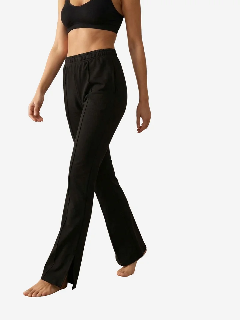 My Fashion Black MY FASHION High-Waist Wide-Leg Knit Joggers for Women | Best Price UAE