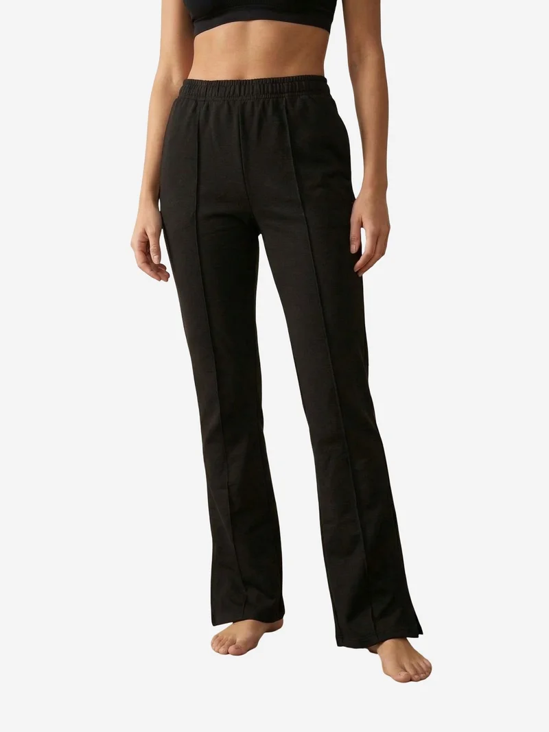MY FASHION MY FASHION High-Waist Wide-Leg Knit Joggers