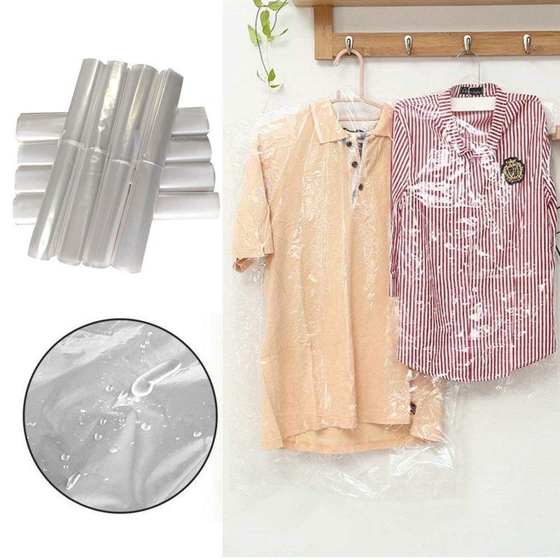 Fangkun Pack of 50 Garment Bag Transparent Clothing Dust Cover Dustproof Hanging Clothes for Dry Cleaner, Home Storage,Travel, Clothes Storage Closet 60 Ã— 90 cm - Image 3