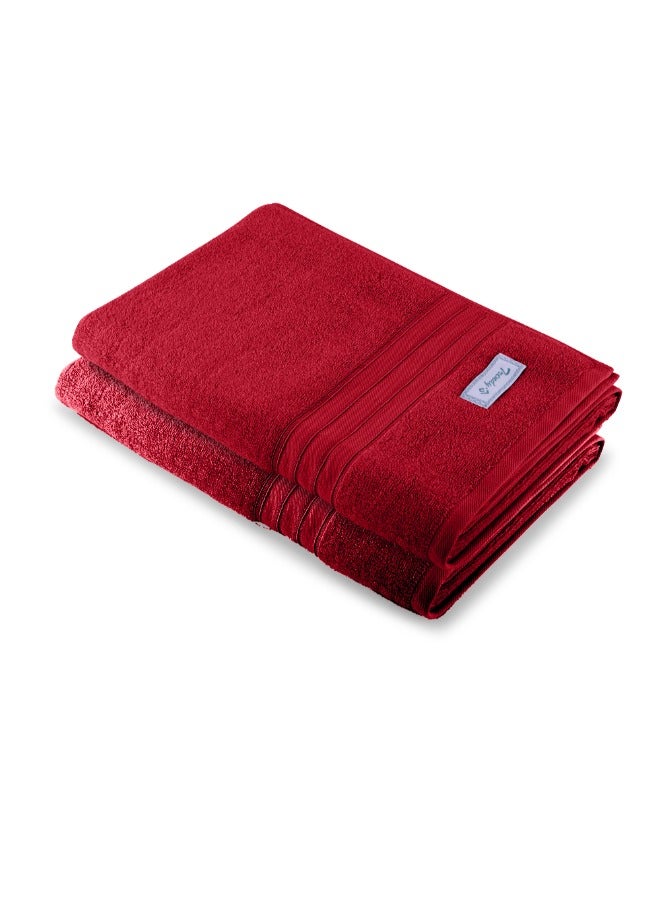 BYFT Home Trendy (Red) Premium Cotton Bath Sheet (90 X 180 Cm-Set Of 2) Highly Absorbent, High Quality Bath Linen With Striped Dobby 550 Gsm - Image 3