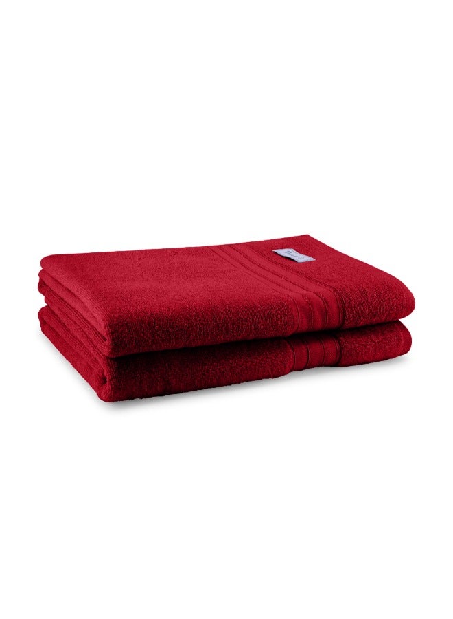 BYFT Home Trendy (Red) Premium Cotton Bath Sheet (90 X 180 Cm-Set Of 2) Highly Absorbent, High Quality Bath Linen With Striped Dobby 550 Gsm - Image 5