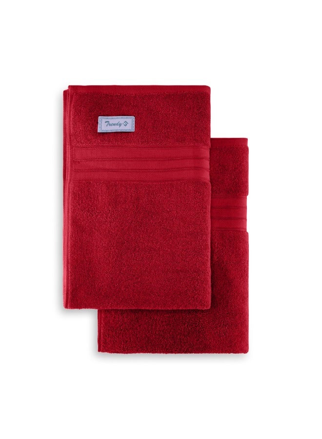 BYFT Home Trendy (Red) Premium Cotton Bath Sheet (90 X 180 Cm-Set Of 2) Highly Absorbent, High Quality Bath Linen With Striped Dobby 550 Gsm - Image 4