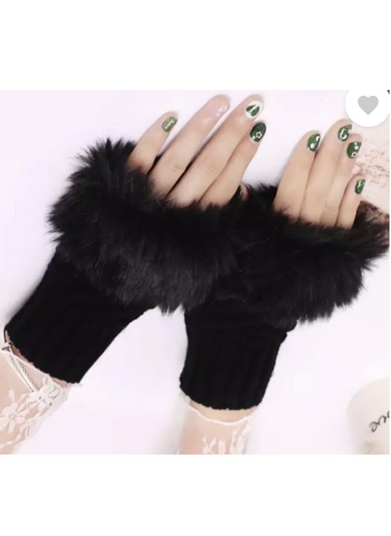 Woolen Winter Fashionable Fur Ladies Gloves Pair Black - pzsku/ZD86DFE63C953F3D97984Z/45/_/1733923426/a67fba1e-523d-46eb-8a53-28118ef3e029